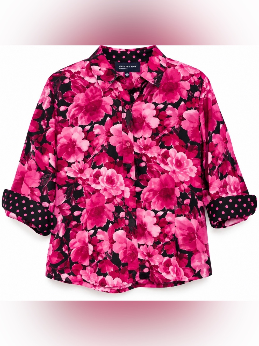 Jones New York Signature Pink Floral Button-Down Shirt – Women’s Size L